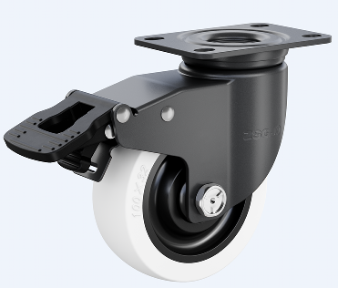 中型03系列5寸雙軸奶白色聚丙烯 萬向剎車輪 FC-125-Y3112-PSD